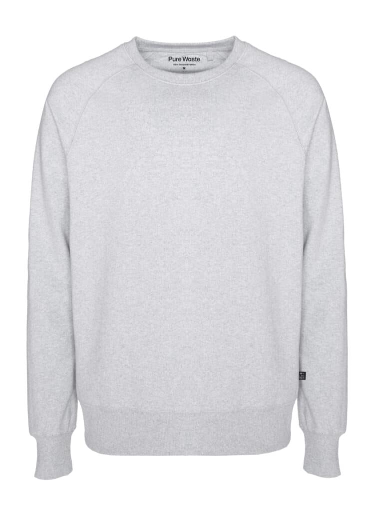 Pure Waste Classic regular fit Men's unisex crewneck recycled cotton sweatshirt with raglan sleeves