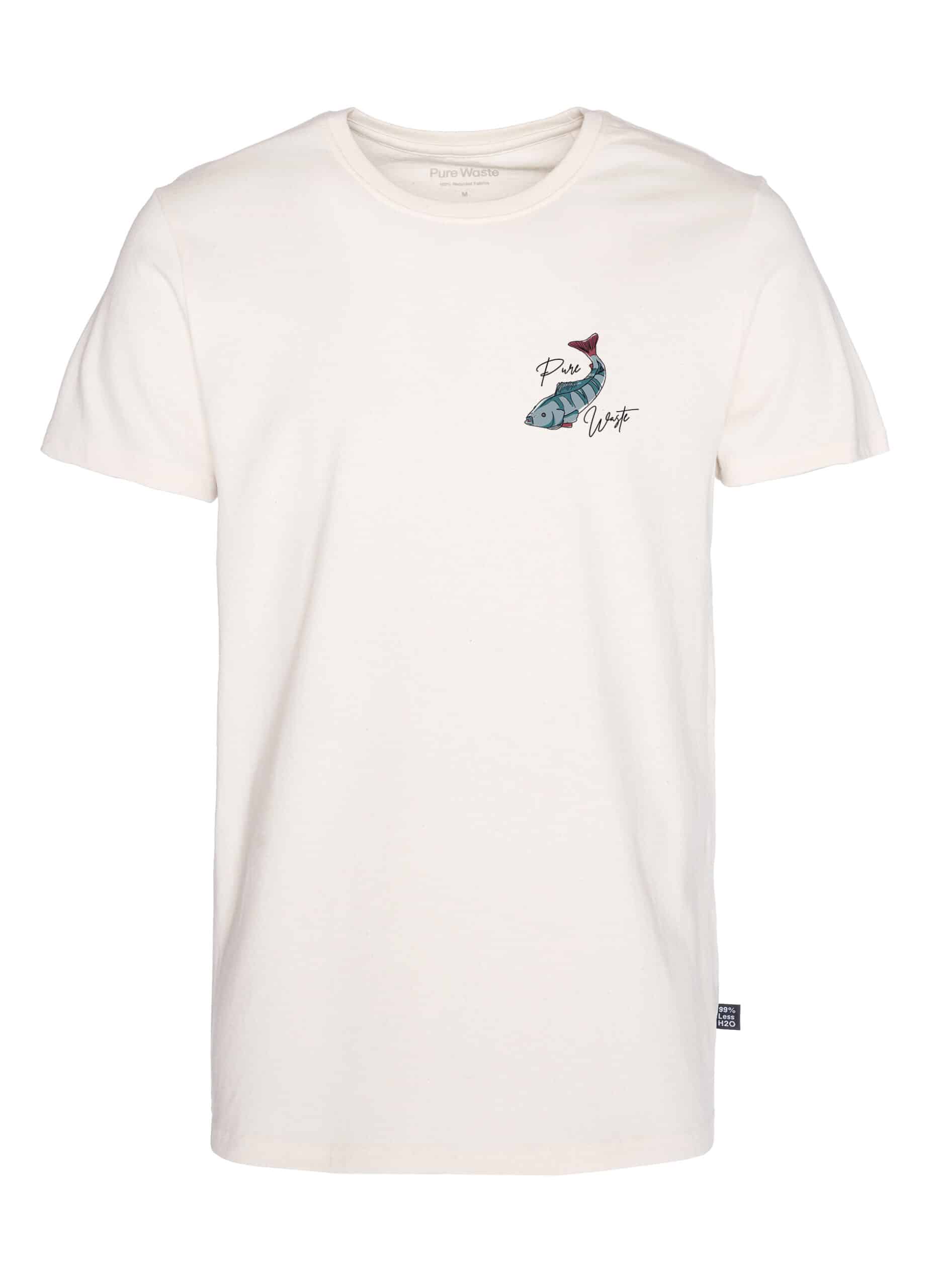 TSMS4SG-ecru (1) A unisex T-shirt with a fish motif in front